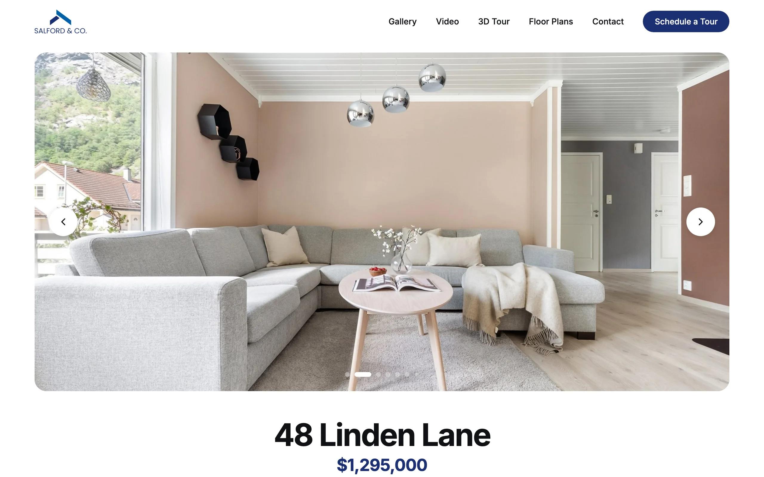 The property website for 48 Linden Lane, with Salford & Co.'s logo in its header