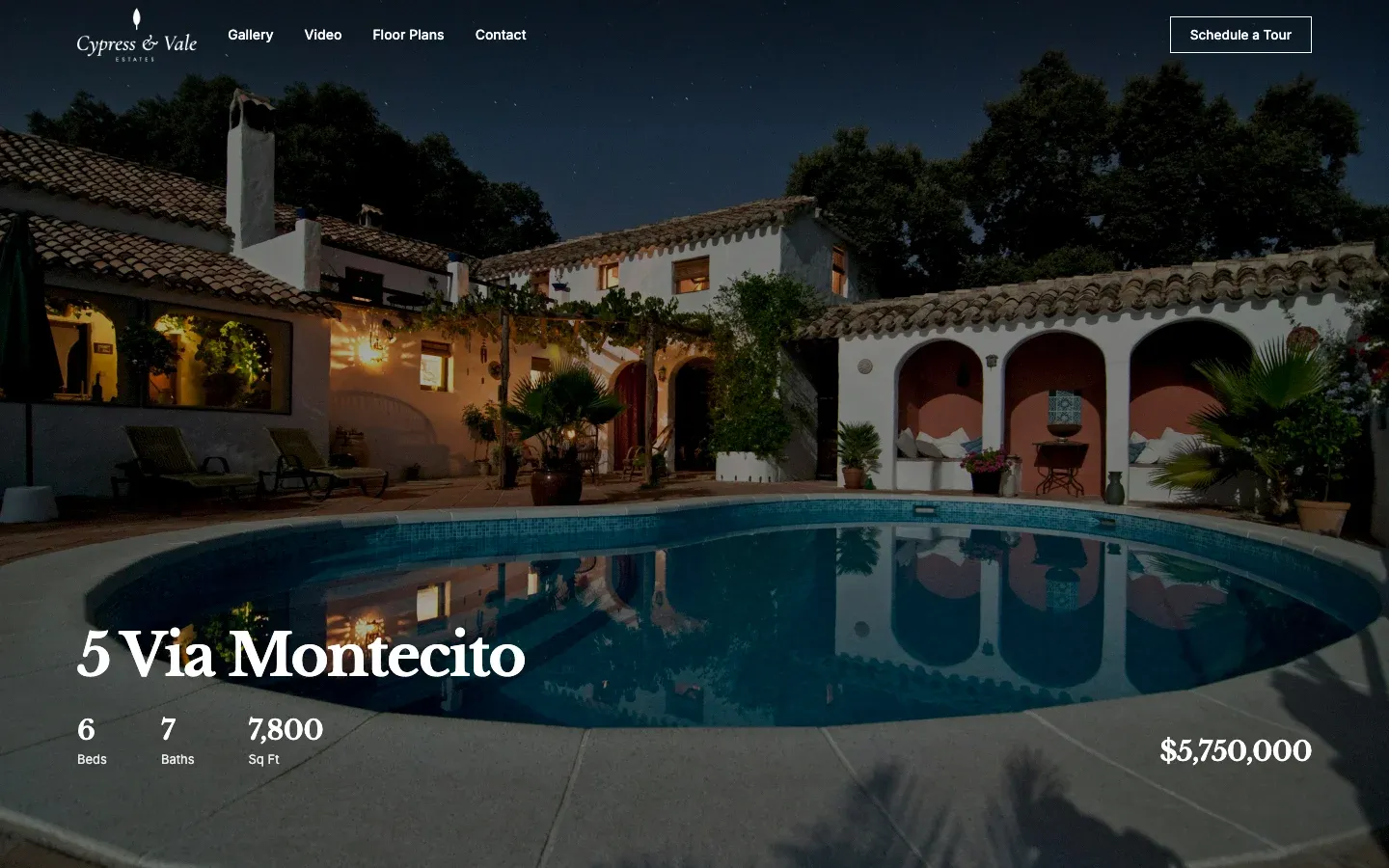 A property website in the Estate theme
