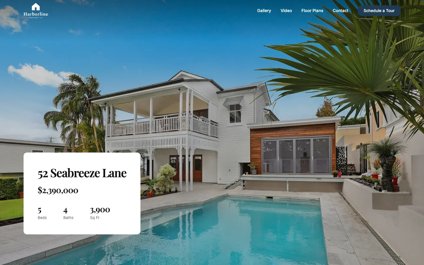 A property website in the Harbor theme