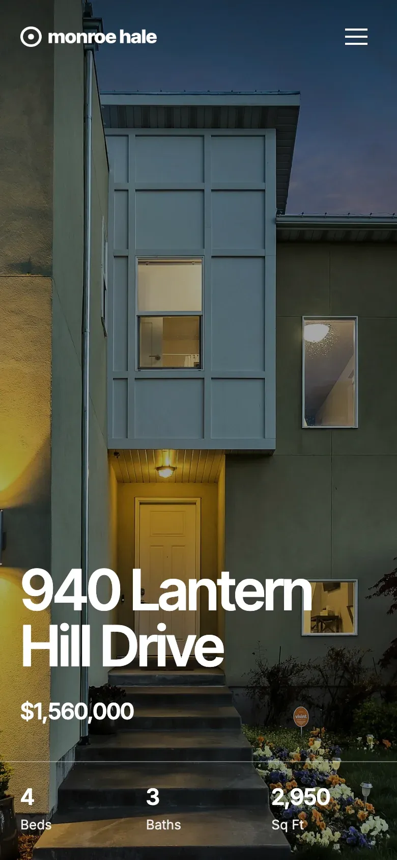 The same website on a phone, in the Midcentury theme