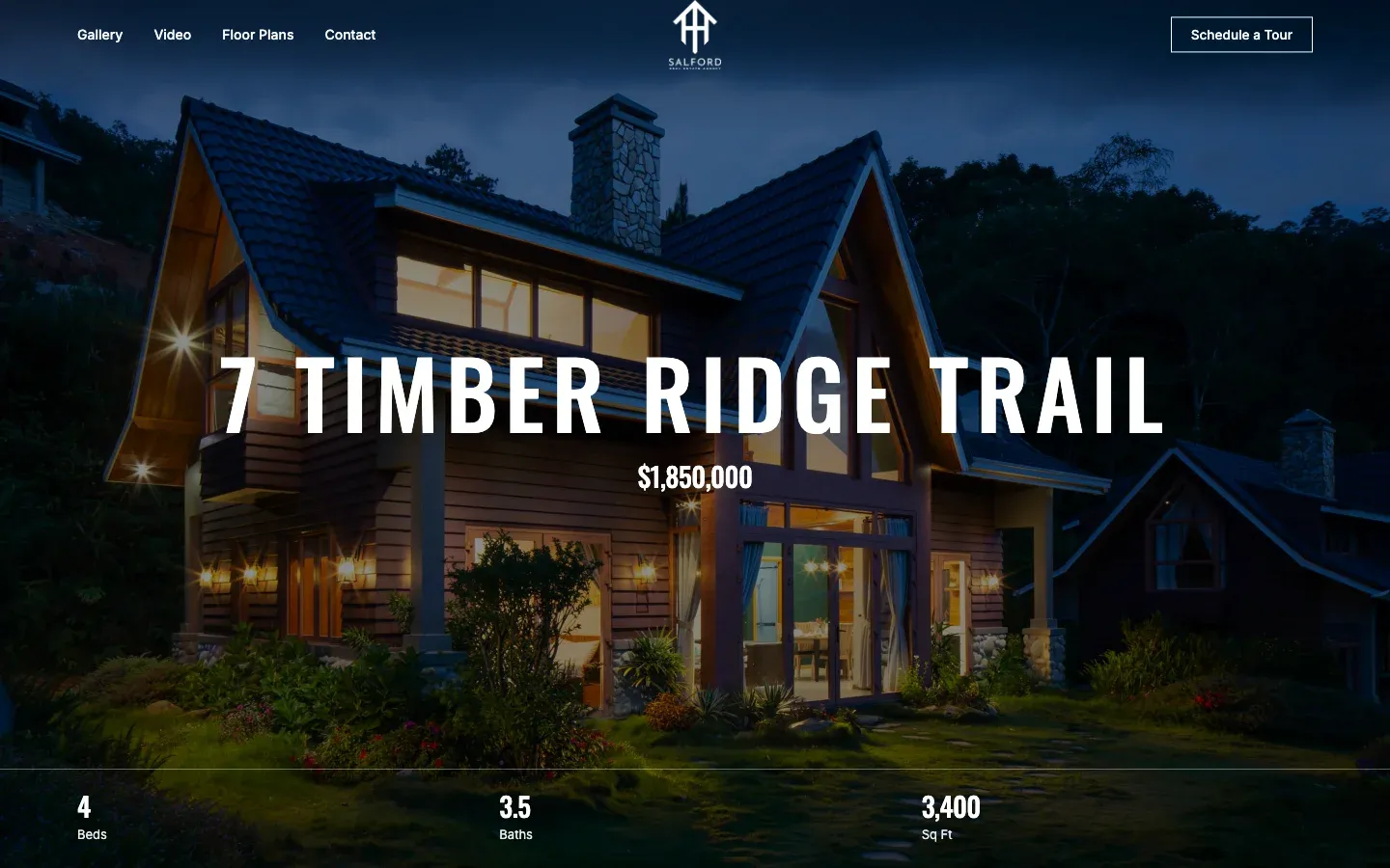 A property website in the Noir theme