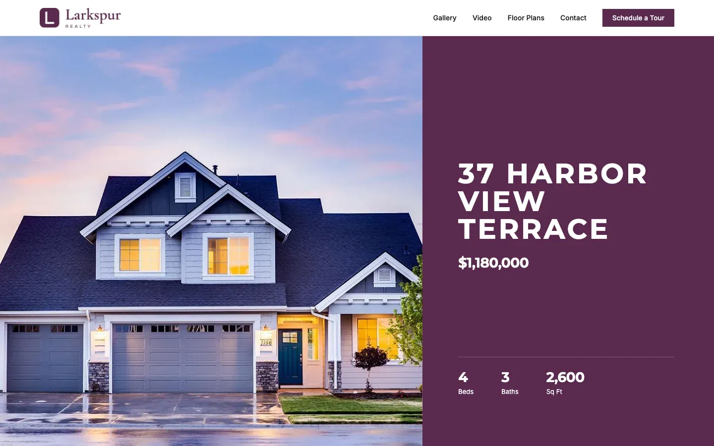 A property website in the Panel theme