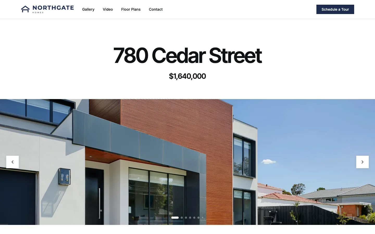 A property website in the Stacked theme