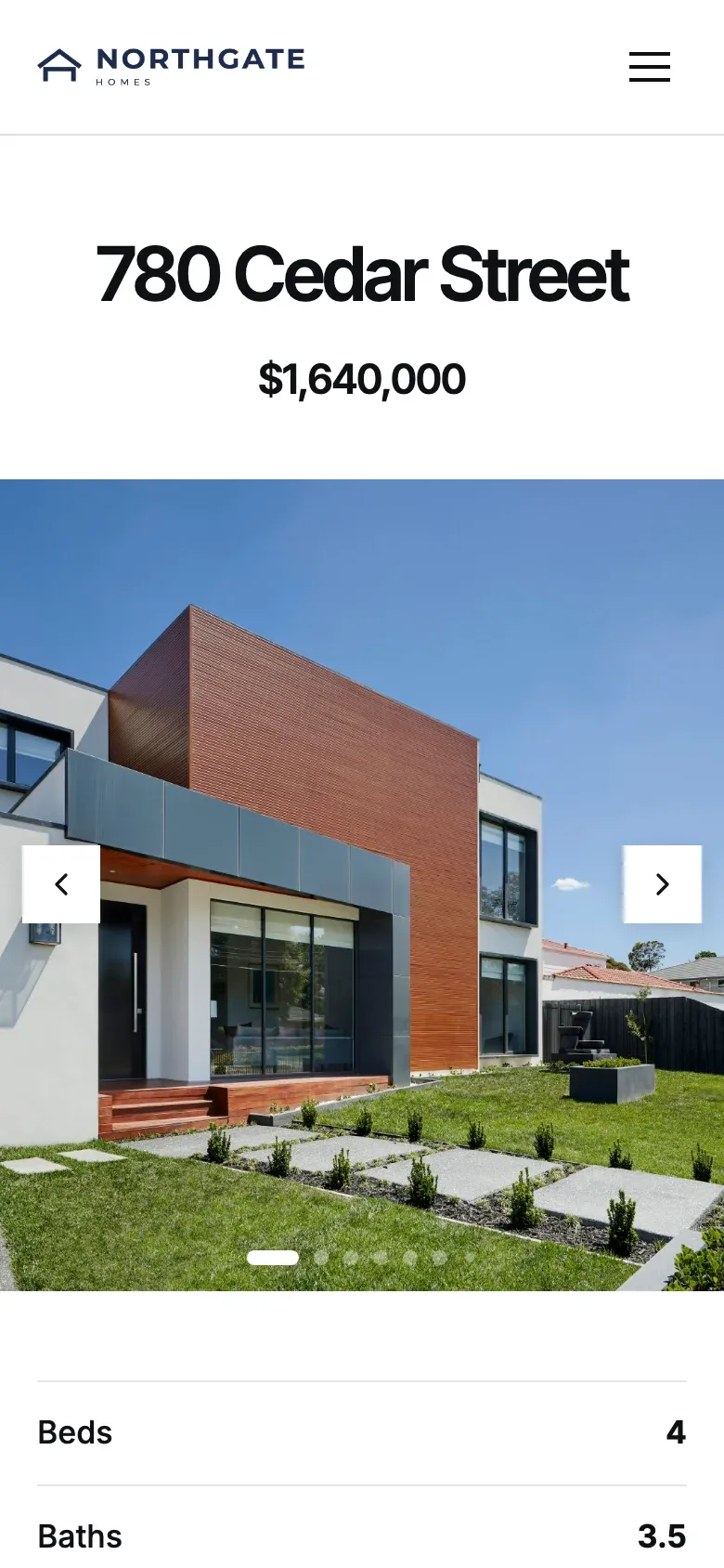 The same website on a phone, in the Stacked theme