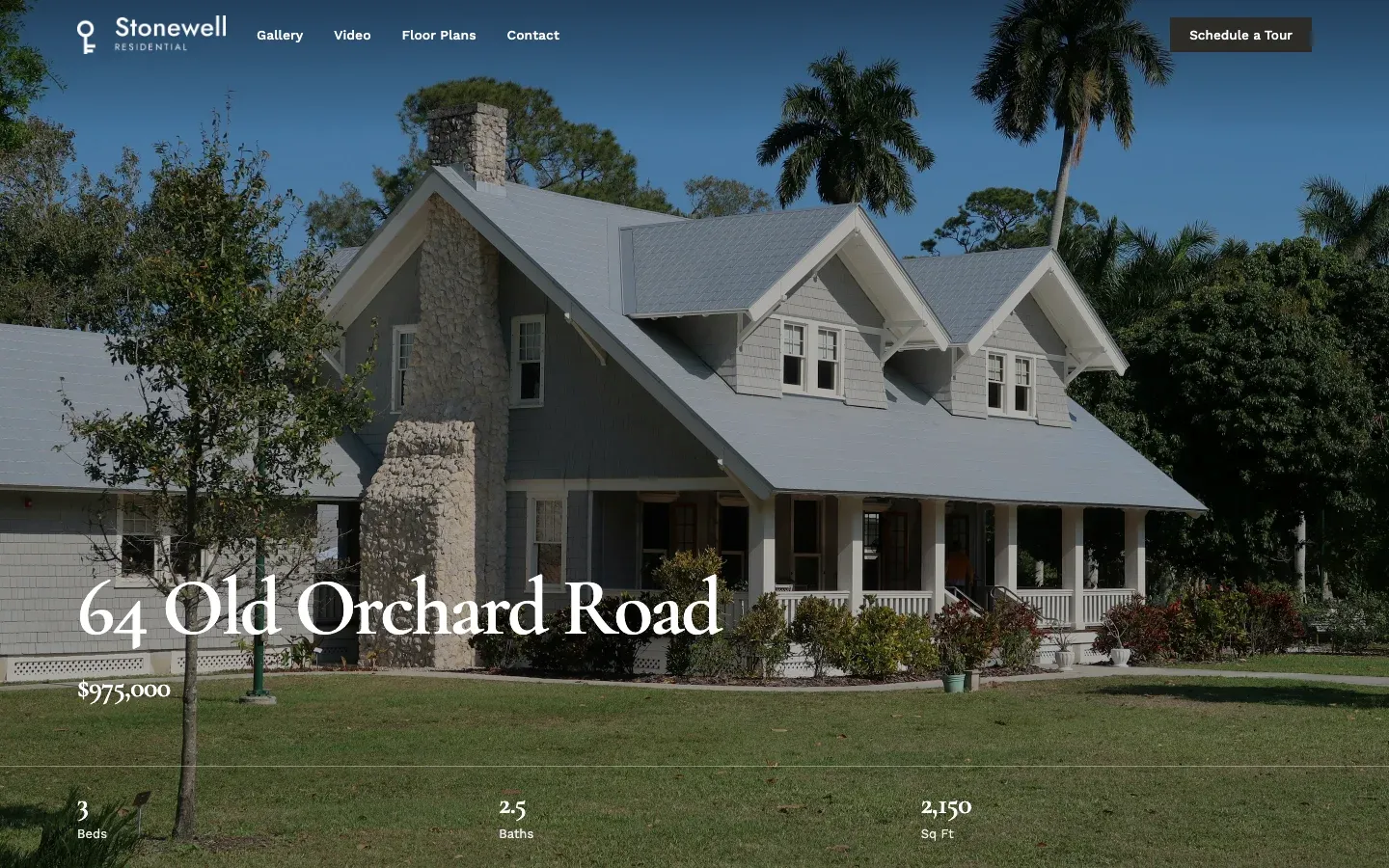 A property website in the Stone theme