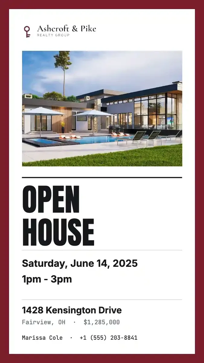 Open House Notice Story, a story template