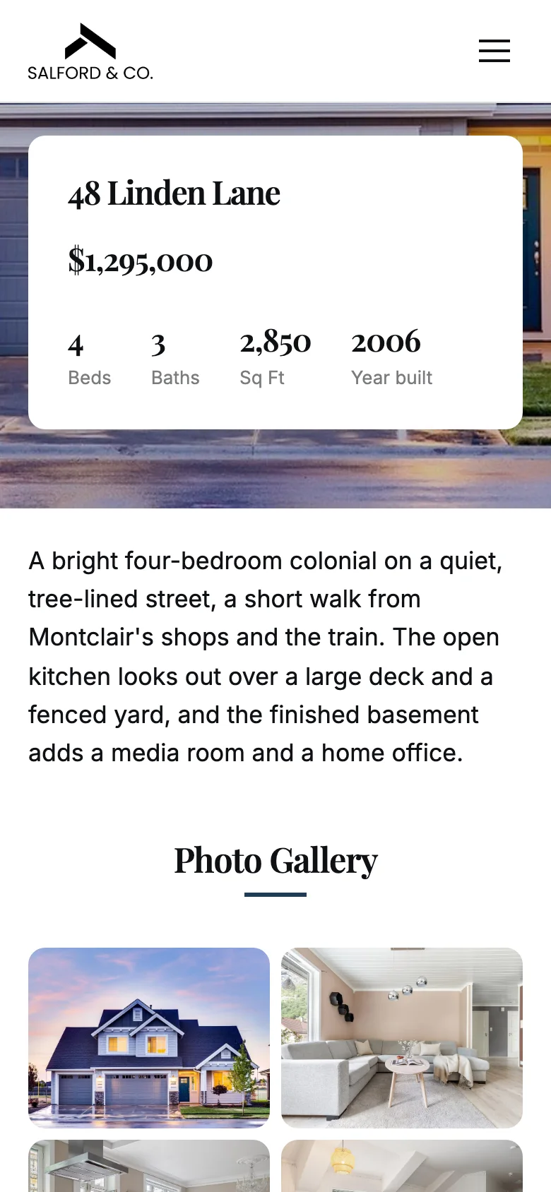 48 Linden Lane on a phone in the Harbor theme