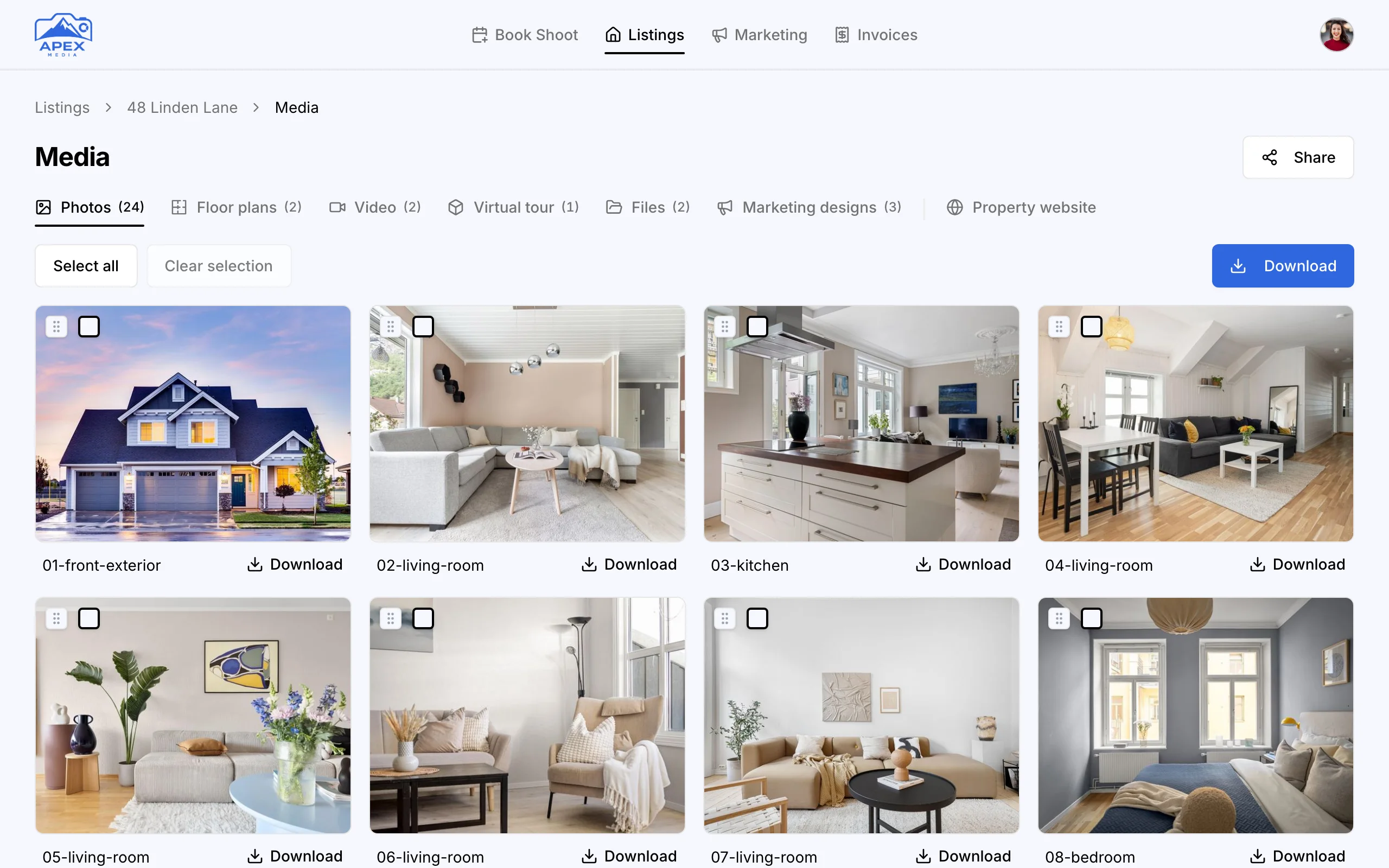 48 Linden Lane's media: 24 photos, floor plans, video, a virtual tour, files, and marketing designs